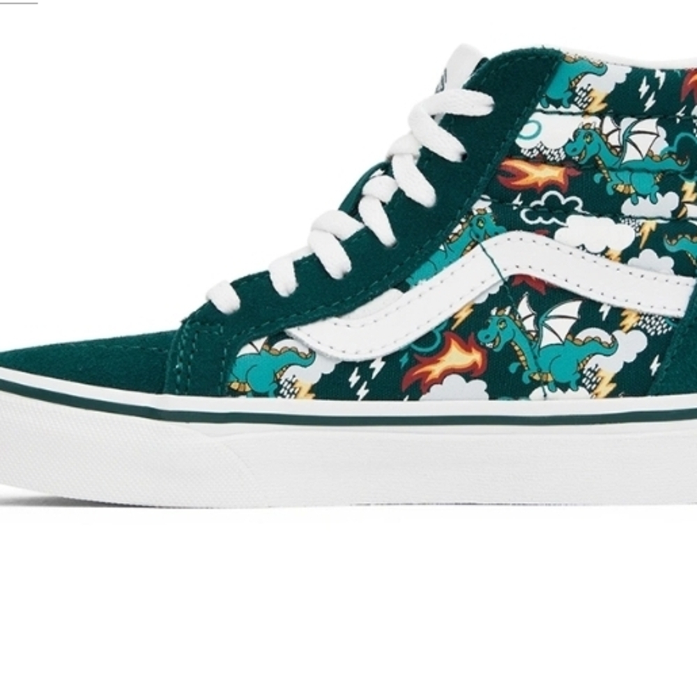 Vans Green and White Floral High-Top Sneakers